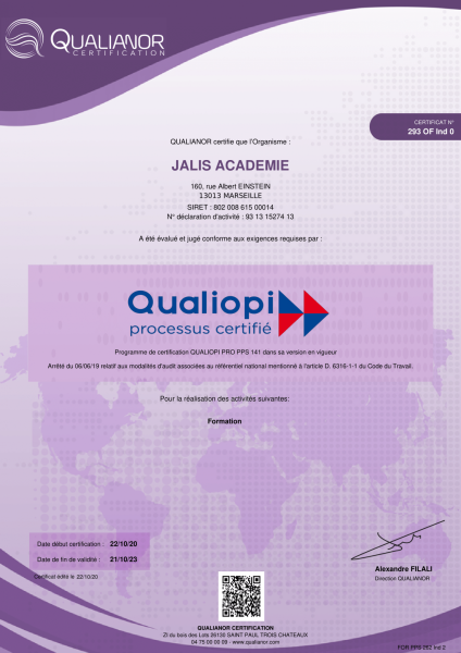Jalis Académie formation SEO formation digitale formation web est certifié QUALIOPI